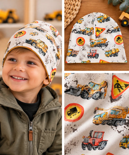 🚜 Munkagépes kisfiú sapka – Era Handmade