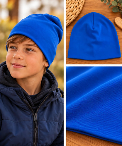 💙 Királykék natúr gyereksapka – Era Handmade