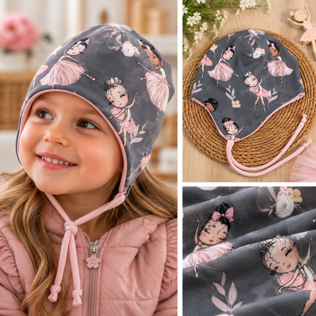 🎀 Balerinás megkötős kislány sapka