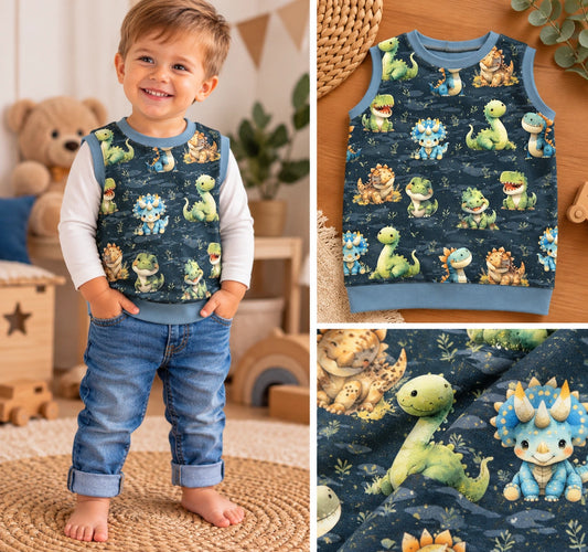 🦖 Dinoszauruszos kisfiúmellényke – Era Handmade