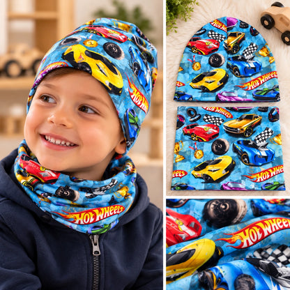 🏎️ Hot Wheels fiú sapka–sál szett