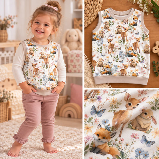 🦊 Erdei állatkás gyerekmellényke – Era Handmade