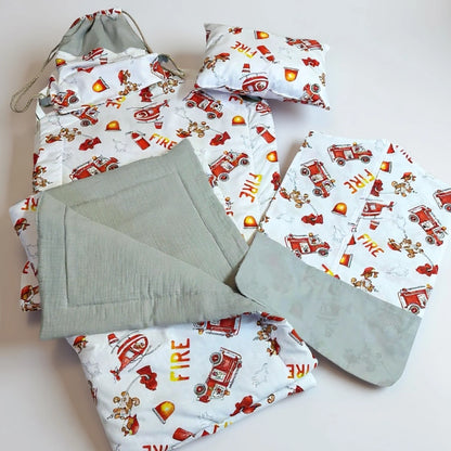 Tűzoltóautós Prémium Ovis Ágynemű és Zsák Szett